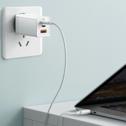 Ładowarka sieciowa Baseus GaN Pro, C+C+A, 65W, EU (biała)