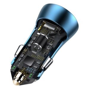 Hurtownia GSM - Ładowarka samochodowa Baseus Golden Contactor Pro, USB + USB-C, QC4.0+, PD, SCP, 40W (niebieska) - BSU2094BLU - {ean13} - Hurt