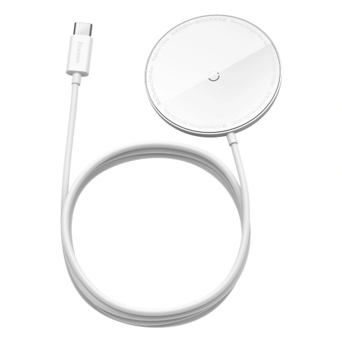 Ładowarka indukcyjna z magnesem Baseus Simple Mini, MagSafe, 15W (biała)