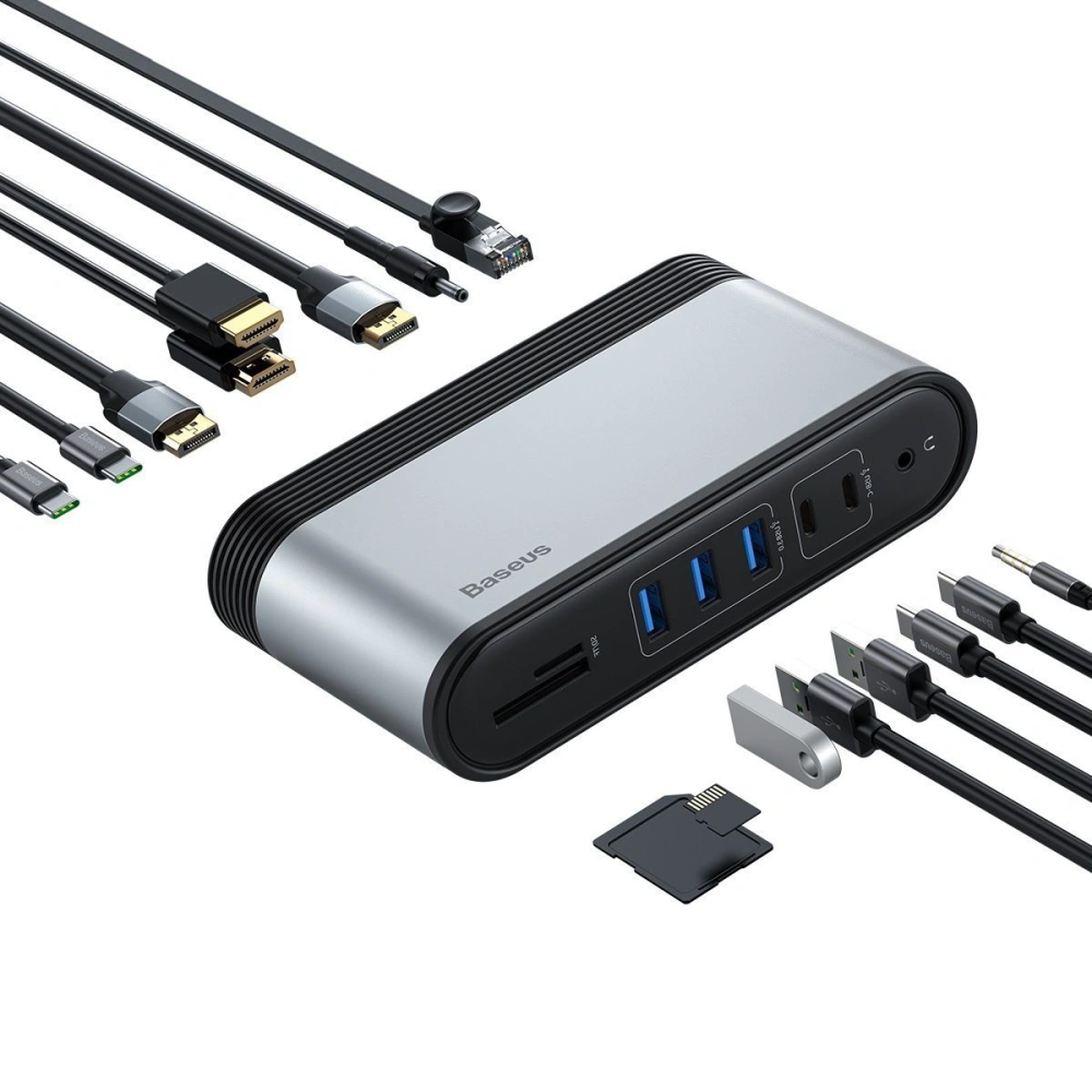 Wholesale Baseus Working Station Multifunctional Type-C HUB Adapter (CN+UK+EU) Dark gray - BSU2099 - {ean13} - Hurt