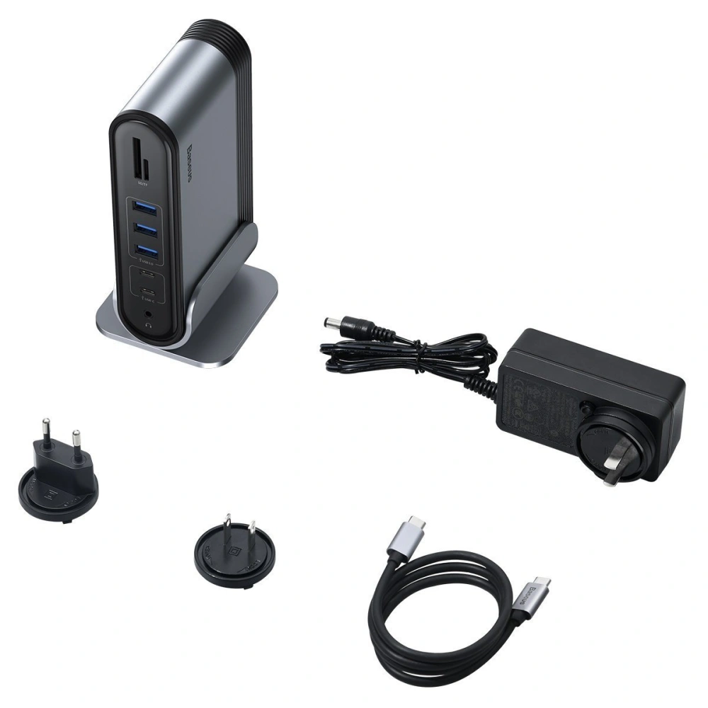 Wholesale Baseus Working Station Multifunctional Type-C HUB Adapter (CN+UK+EU) Dark gray - BSU2099 - {ean13} - Hurt
