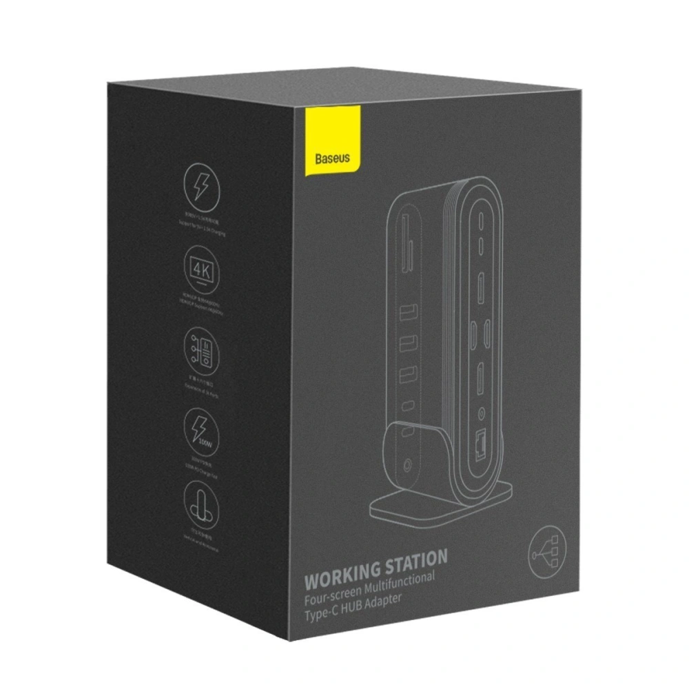 Wholesale Baseus Working Station Multifunctional Type-C HUB Adapter (CN+UK+EU) Dark gray - BSU2099 - {ean13} - Hurt