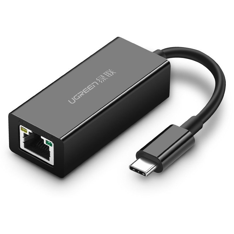Hurtownia Ugreen - 6957303853076 - UGR667BLK - UGREEN zewnętrzna karta sieciowa USB Typ C 1000Mbps Gigabit USB Typ C 3.1 Thunderbolt 3 czarny (50307) - B2B homescreen