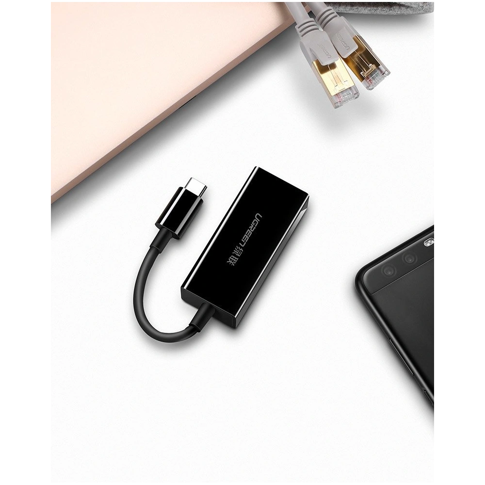 Hurtownia GSM - UGREEN externí síťová karta USB Typ C 1000Mbps Gigabit USB Typ C 3.1 Thunderbolt 3 černá (50307) - UGR667BLK - {ean13} - Hurt