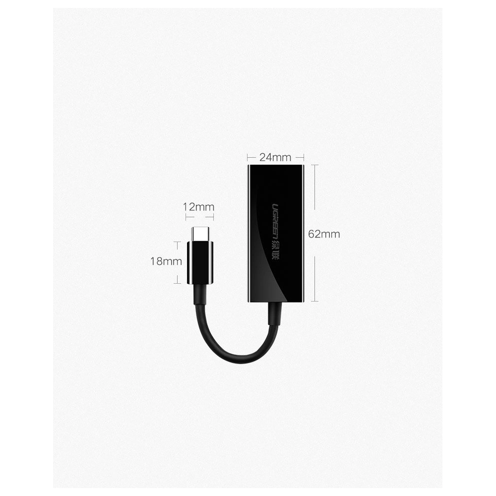 Hurtownia GSM - UGREEN zewnętrzna karta sieciowa USB Typ C 1000Mbps Gigabit USB Typ C 3.1 Thunderbolt 3 czarny (50307) - UGR667BLK - {ean13} - Hurt