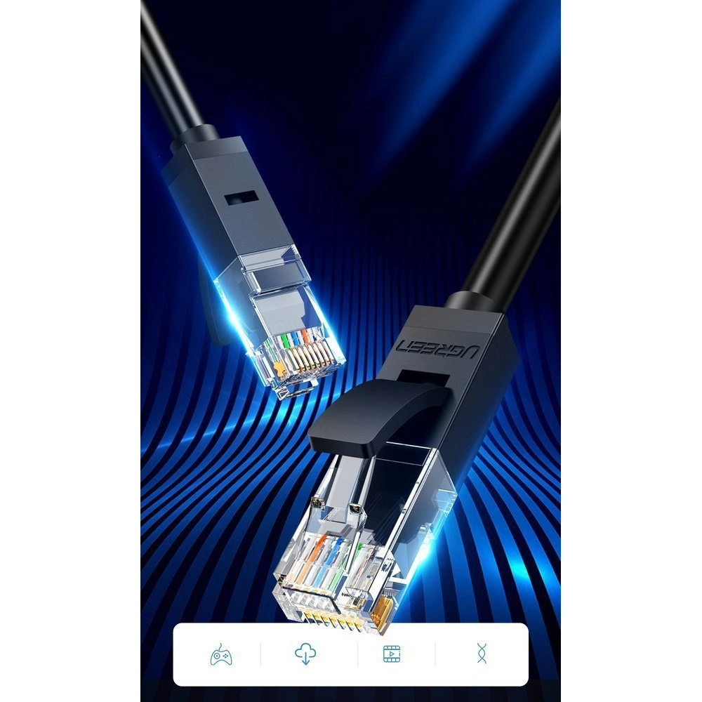 Hurtownia GSM - UGREEN kabel internetový síťový Ethernet patchcord RJ45 Cat 6 UTP 1000Mbps 20m černý (20166) - UGR673BLK - {ean13} - Hurt