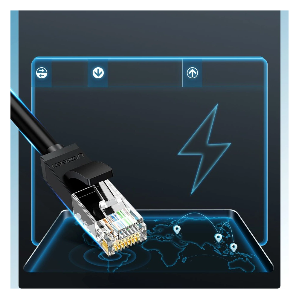 Hurtownia GSM - UGREEN kabel internetový síťový Ethernet patchcord RJ45 Cat 6 UTP 1000Mbps 20m černý (20166) - UGR673BLK - {ean13} - Hurt