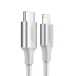 UGREEN kabel przewód USB Typ C - Lightning MFI 1 m 3 A 36 W srebrny (70523)