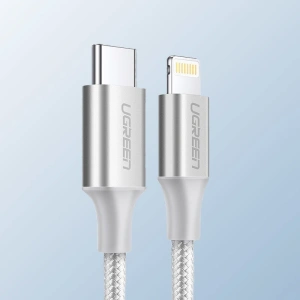 UGREEN kabel przewód USB Typ C - Lightning MFI 1 m 3 A 36 W srebrny (70523)