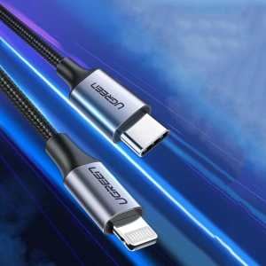 UGREEN kabel przewód USB Typ C - Lightning MFI 1 m 3 A 36 W srebrny (70523)