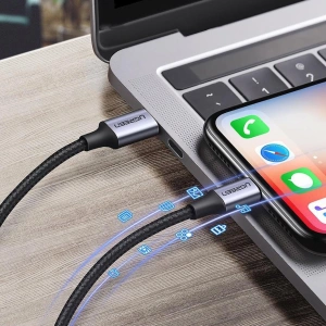 UGREEN kabel przewód USB Typ C - Lightning MFI 1 m 3 A 36 W srebrny (70523)