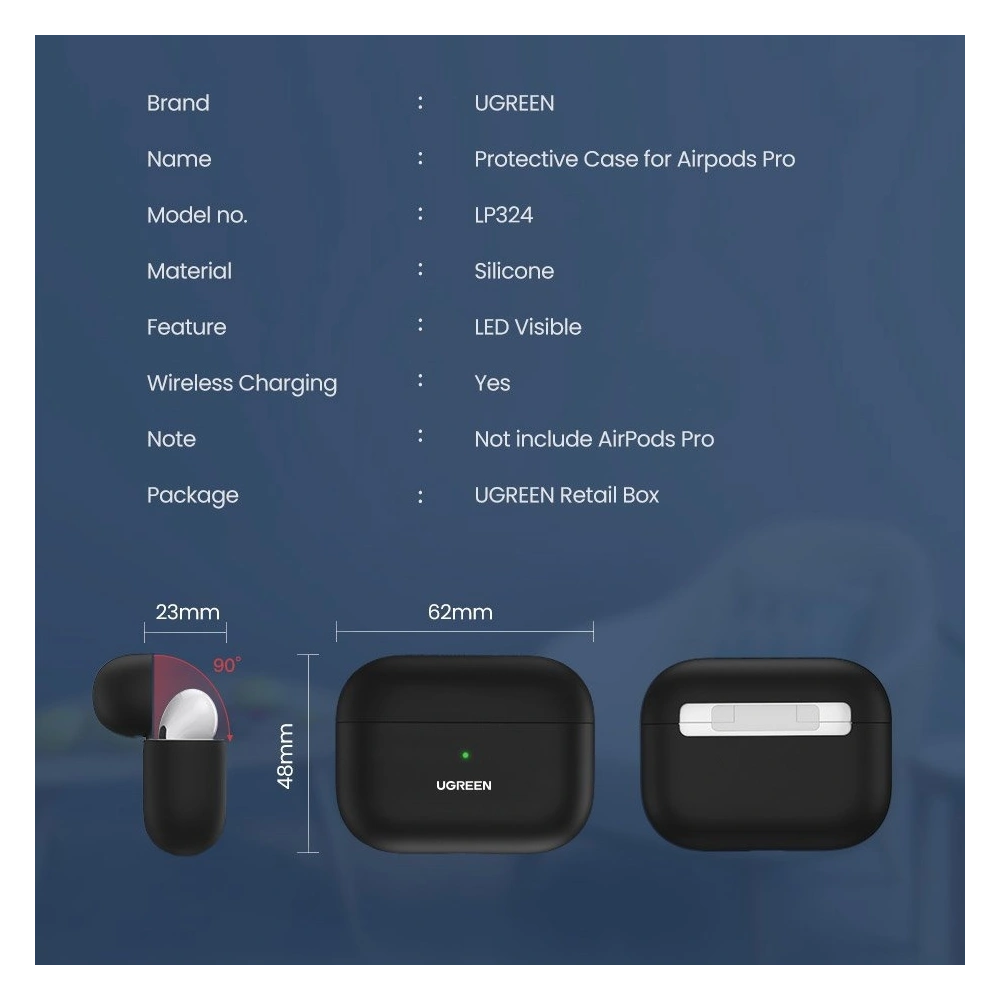 Wholesale Ugreen Silica Gel Case Protector for Apple Airpods Pro black (80513) - UGR688BLK - {ean13} - Hurt
