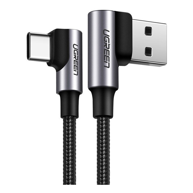 Ugreen Distributor - 6957303867837 - UGR693GRY - Ugreen USB - USB Typ C angled cable Quick Charge 3.0 QC3.0 3 A 1,5 m gray (US176 60783) - B2B homescreen