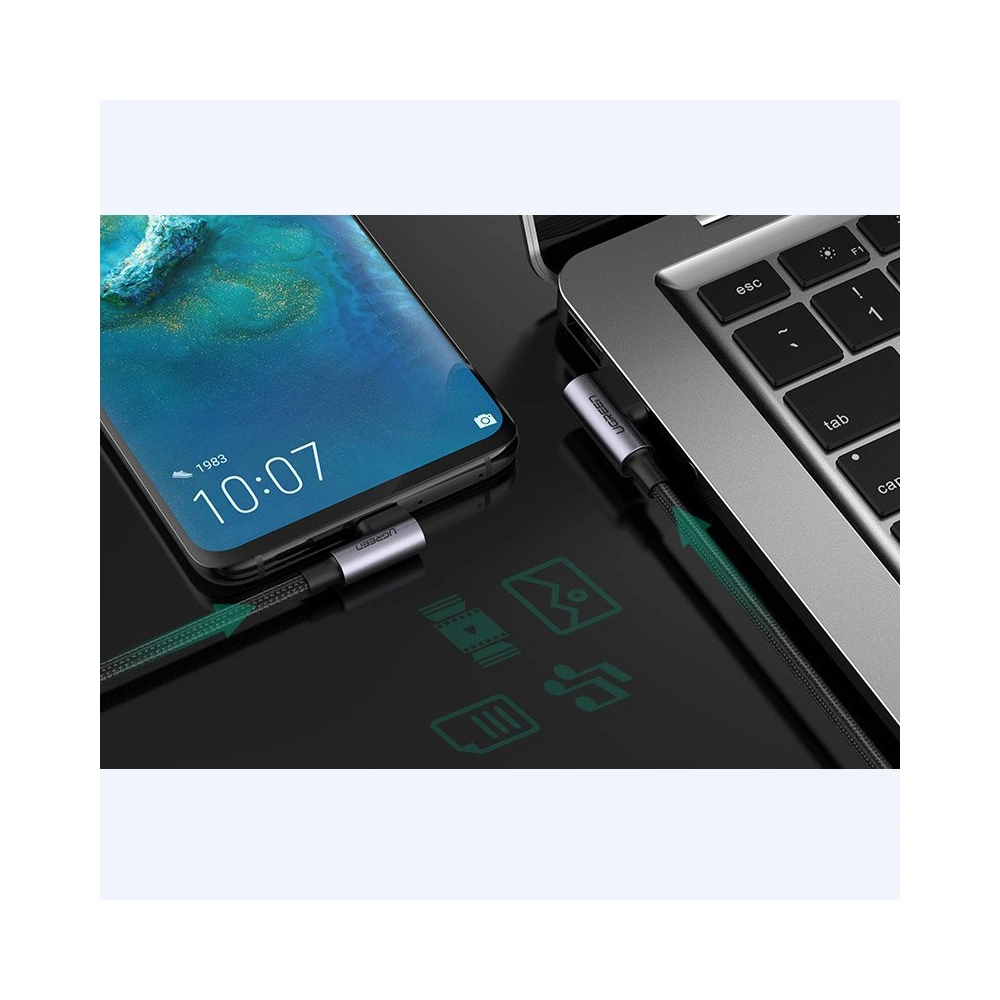 Hurtownia GSM - UGREEN úhlový kabel USB - USB Typ C Quick Charge 3.0 QC3.0 3 A 1,5 m šedý (US176 60783) - UGR693GRY - {ean13} - Hurt