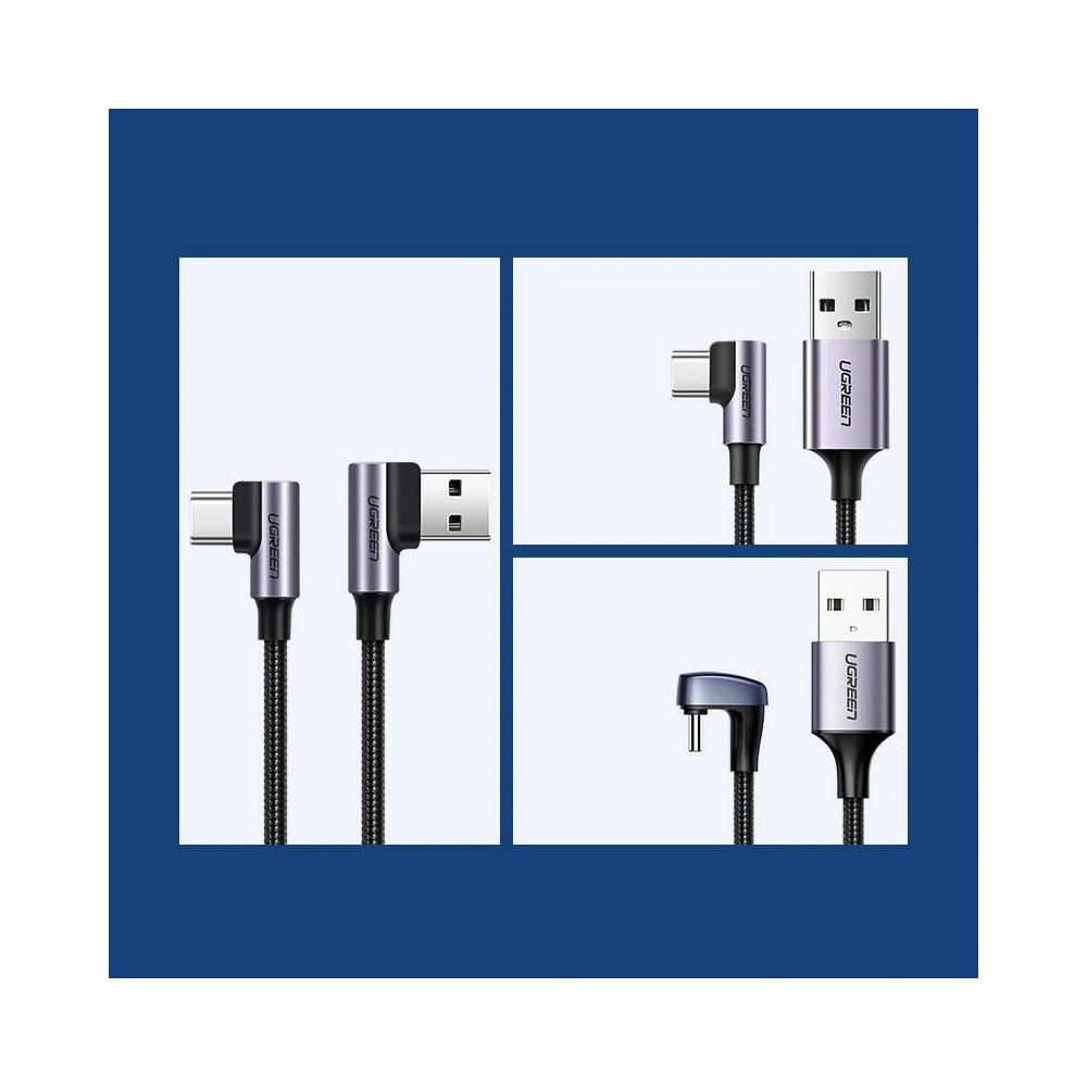 Hurtownia GSM - UGREEN úhlový kabel USB - USB Typ C Quick Charge 3.0 QC3.0 3 A 1,5 m šedý (US176 60783) - UGR693GRY - {ean13} - Hurt