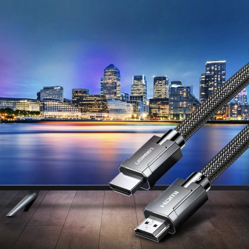 UGREEN kabel przewód HDMI 2.1 8K 60 Hz / 4K 120 Hz 3D 48 Gbps HDR VRR QMS ALLM eARC QFT 1,5 m szary (HD135 70320)