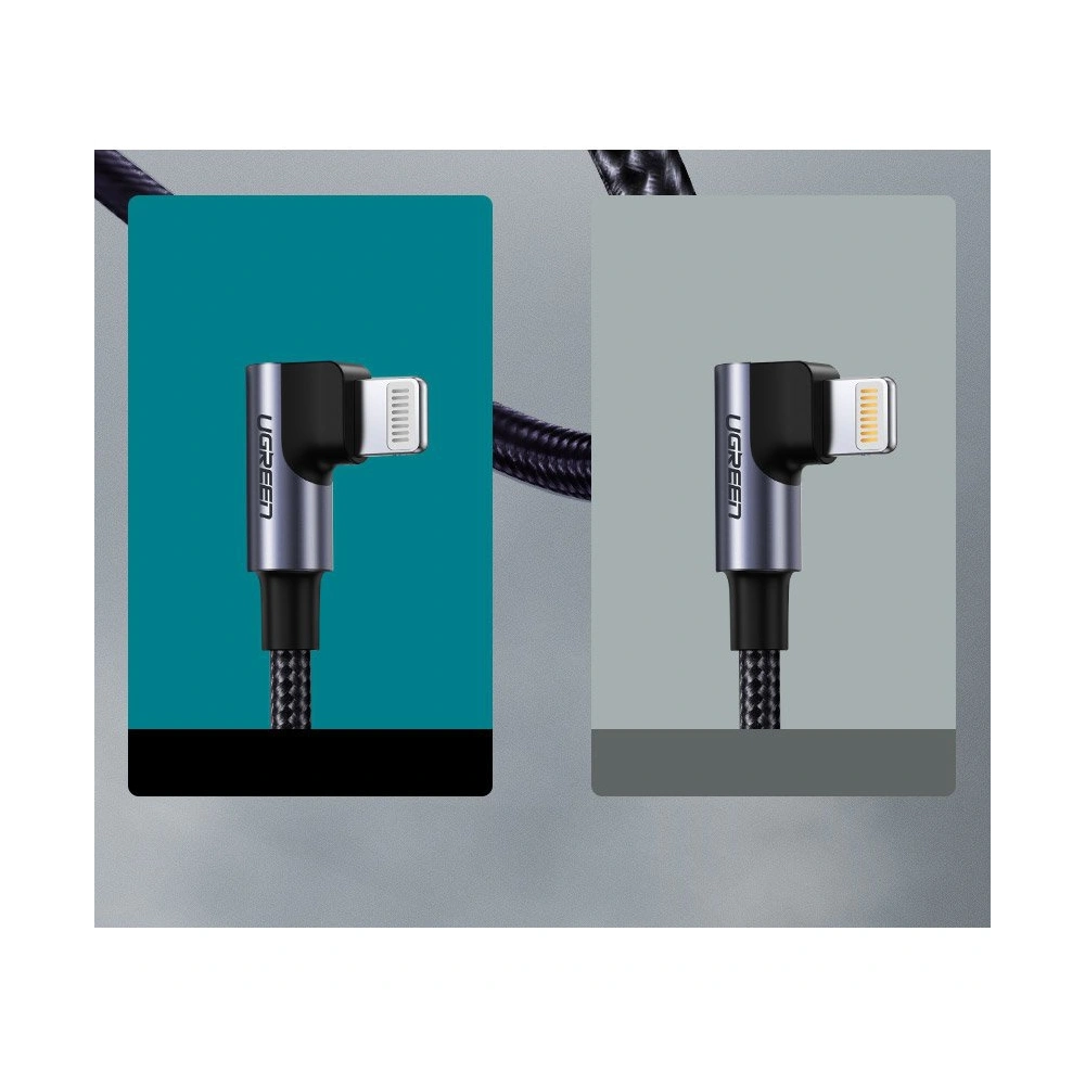 Hurtownia GSM - UGREEN MFI kątowy kabel przewód z bocznym wtykiem USB Typ C - Lightning Power Delivery 3 A 1,5 m szary (60764 US305) - UGR703GRY - {ean13} - Hurt