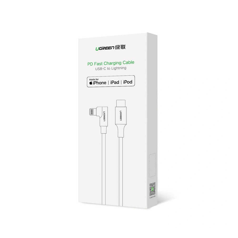 Hurtownia GSM - UGREEN MFI kątowy kabel przewód z bocznym wtykiem USB Typ C - Lightning Power Delivery 3 A 1,5 m szary (60764 US305) - UGR703GRY - {ean13} - Hurt