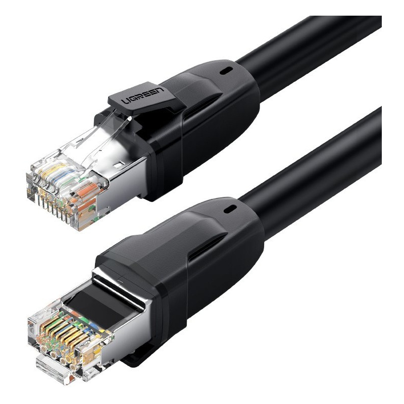 Ugreen Distributor - 6957303876167 - UGR715BLK - Ugreen Ethernet patchcord cable RJ45 Cat 8 T568B 10 m black (70616 NW121) - B2B homescreen
