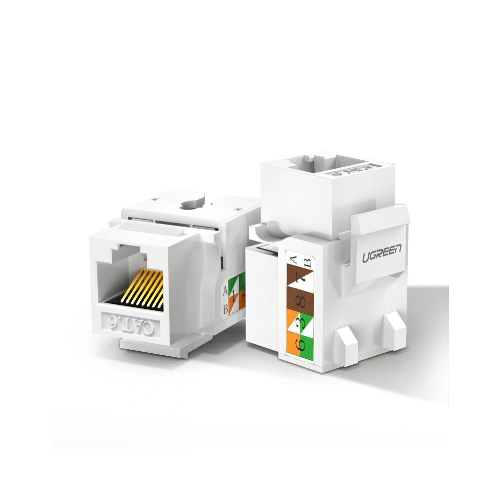 Hurtownia GSM - UGREEN gniazdo samozaciskowe Keystone Ethernet Cat 5e 8P8C RJ45 100 Mbps 568A/B biały (80176 NW142) - UGR720WHT - {ean13} - Hurt