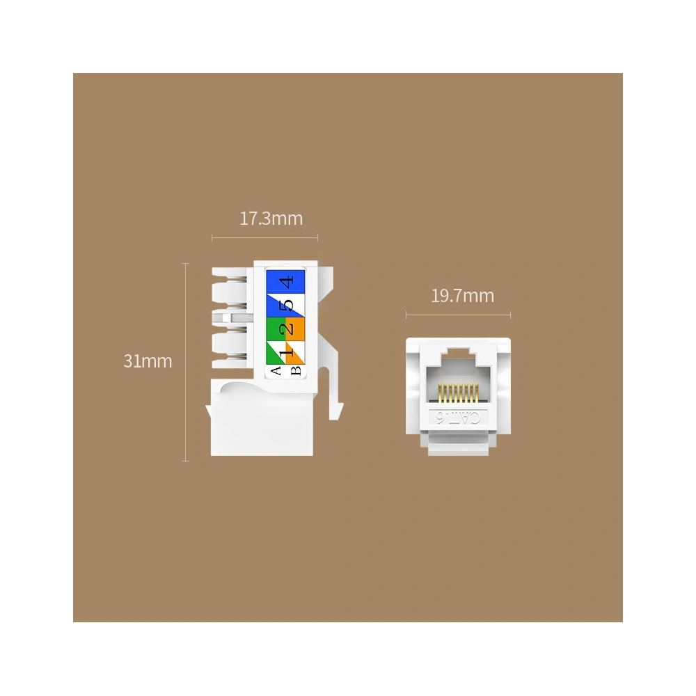 Hurtownia GSM - UGREEN gniazdo samozaciskowe Keystone Ethernet Cat 5e 8P8C RJ45 100 Mbps 568A/B biały (80176 NW142) - UGR720WHT - {ean13} - Hurt