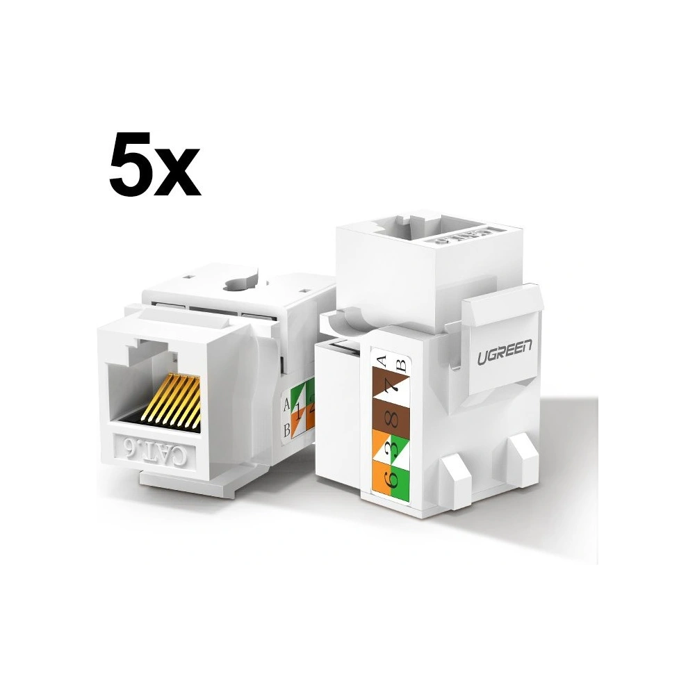 Hurtownia GSM - UGREEN 5x gniazdo samozaciskowe Ethernet Cat 6 8P8C RJ45 1000 Mbps 568A/B biały (80179 NW143) - UGR722WHT - {ean13} - Hurt