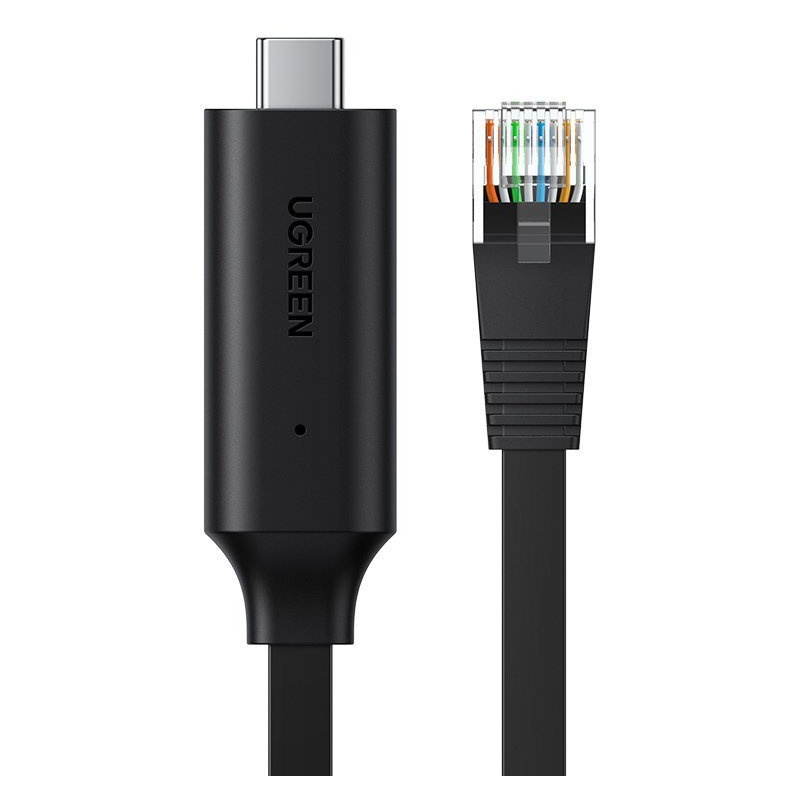Ugreen Distributor - 6957303881864 - UGR724BLK - Ugreen USB Typ C to RJ45 Console Flat Cable 1,5m black (80186 CM204) - B2B homescreen