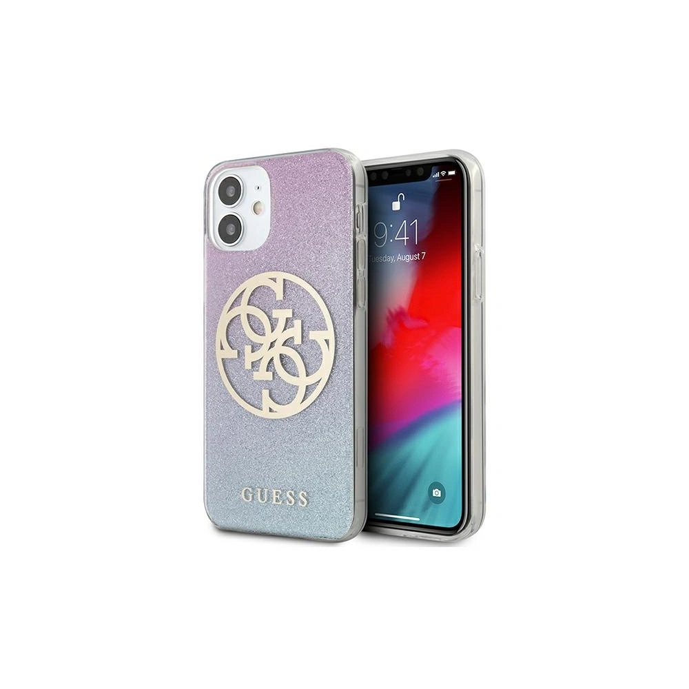 Hurtownia GSM - Etui Guess GUHCP12SPCUGLBPG Apple iPhone 12 mini modrý/blue tvrdý kryt Glitter Gradient 4G Circle Logo - GUE961BLU - {ean13} - Hurt