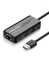 Ugreen rozdzielacz HUB 3x USB 3.0 zewnętrzna karta sieciowa RJ45 Giga Ethernet czarny (20265)