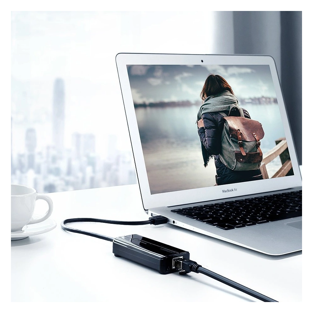 Hurtownia GSM - Ugreen rozdzielacz HUB 3x USB 3.0 zewnętrzna karta sieciowa RJ45 Giga Ethernet czarny (20265) - UGR807BLK - {ean13} - Hurt
