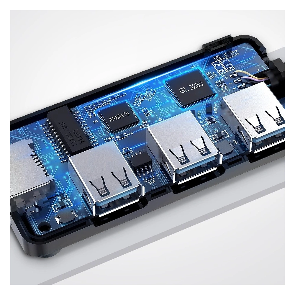 Hurtownia GSM - Ugreen rozdzielacz HUB 3x USB 3.0 zewnętrzna karta sieciowa RJ45 Giga Ethernet czarny (20265) - UGR807BLK - {ean13} - Hurt