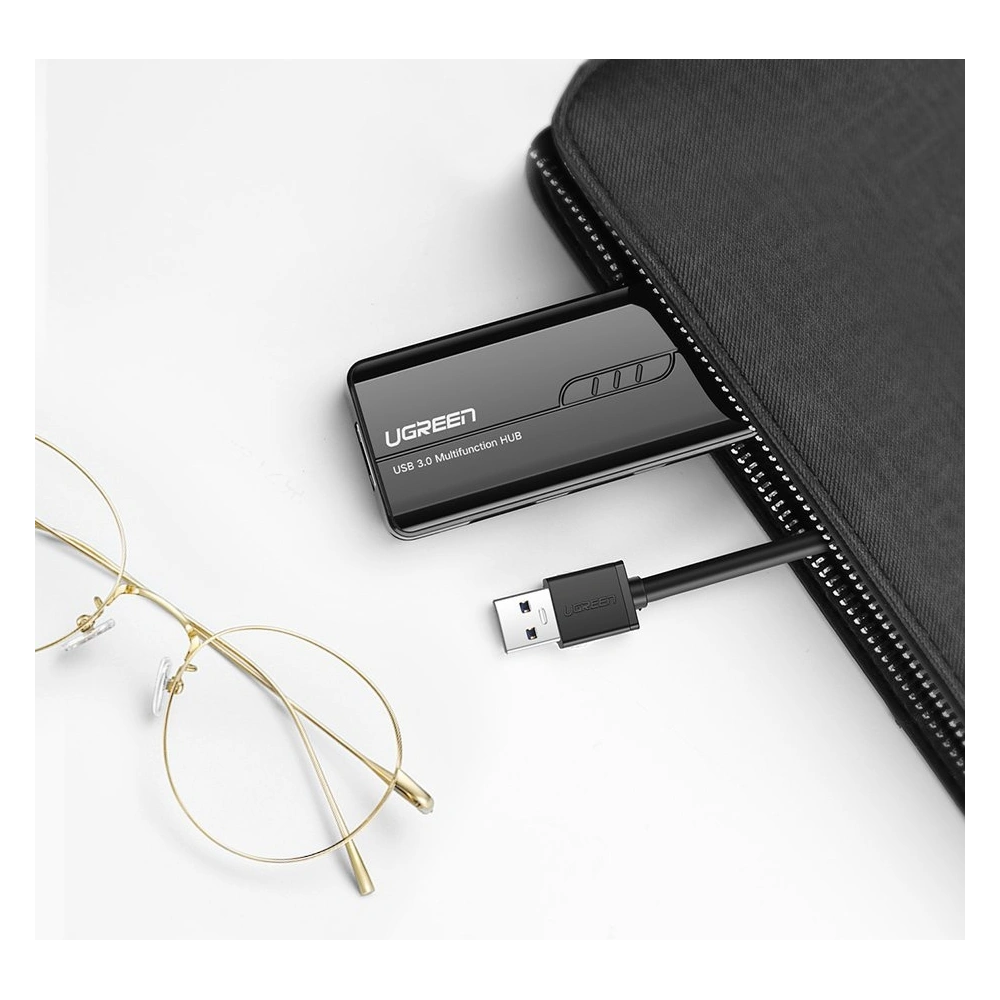 Hurtownia GSM - Ugreen rozdzielacz HUB 3x USB 3.0 zewnętrzna karta sieciowa RJ45 Giga Ethernet czarny (20265) - UGR807BLK - {ean13} - Hurt
