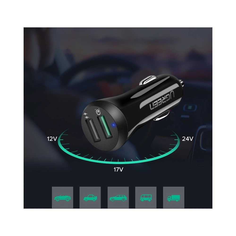 Hurtownia GSM - Ugreen automobilová nabíječka Quick Charge 3.0 2x USB 30W 3A černá (40309) - UGR808BLK - {ean13} - Hurt