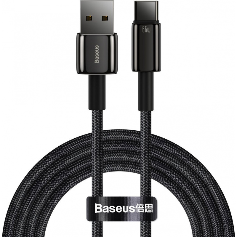 Hurtownia Baseus - 6953156204942 - BSU2165BLK - Kabel USB do USB-C Baseus Tungsten Gold, 66W, 2m (czarny) - B2B homescreen