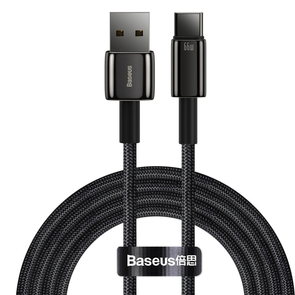 Hurtownia GSM - Kabel USB do USB-C Baseus Tungsten Gold, 66W, 2m (czarny) - BSU2165BLK - {ean13} - Hurt