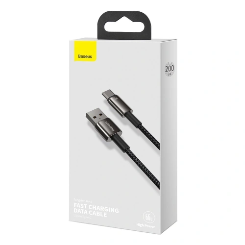 Kabel USB do USB-C Baseus Tungsten Gold, 66W, 2m (czarny)