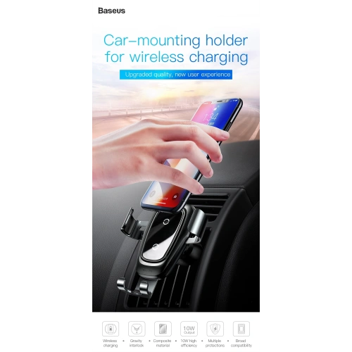 Uchwyt samochodowy z ładowarką indukcyjną Baseus Metal Gravity Car Mount Wireless Charger