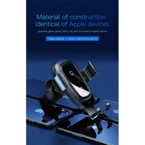 Uchwyt samochodowy z ładowarką indukcyjną Baseus Metal Gravity Car Mount Wireless Charger