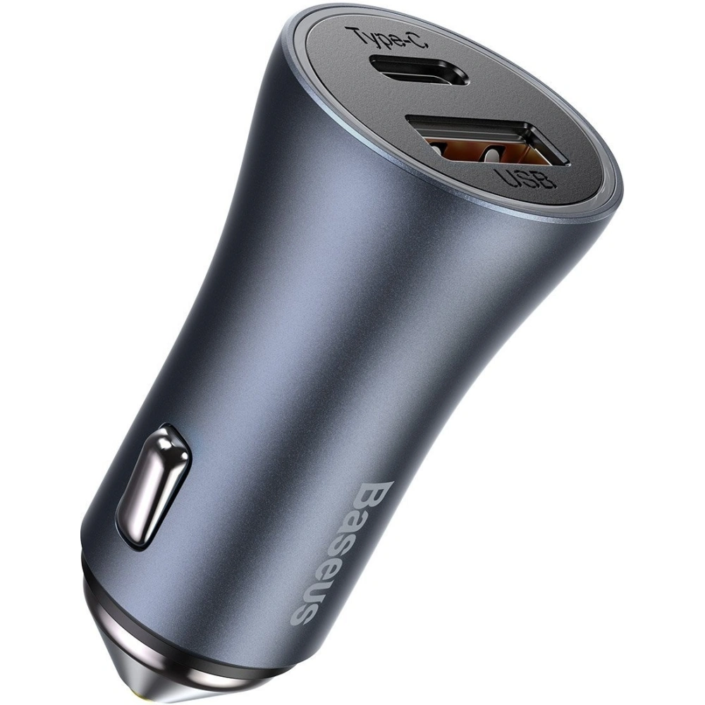 Hurtownia GSM - Automobilní nabíječka Baseus Golden Contactor Pro, USB + USB-C, QC4.0+, PD, SCP, 40W (šedá) + kabel USB na USB-C 1m (černý) - BSU2166BLK - {ean13} - Hurt