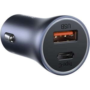 Hurtownia GSM - Ładowarka samochodowa Baseus Golden Contactor Pro, USB + USB-C, QC4.0+, PD, SCP, 40W (szara) + kabel USB do USB-C 1m (czarny) - BSU2166BLK - {ean13} - Hurt