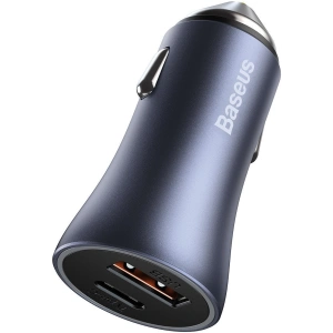 Hurtownia GSM - Automobilní nabíječka Baseus Golden Contactor Pro, USB + USB-C, QC4.0+, PD, SCP, 40W (šedá) + kabel USB na USB-C 1m (černý) - BSU2166BLK - {ean13} - Hurt