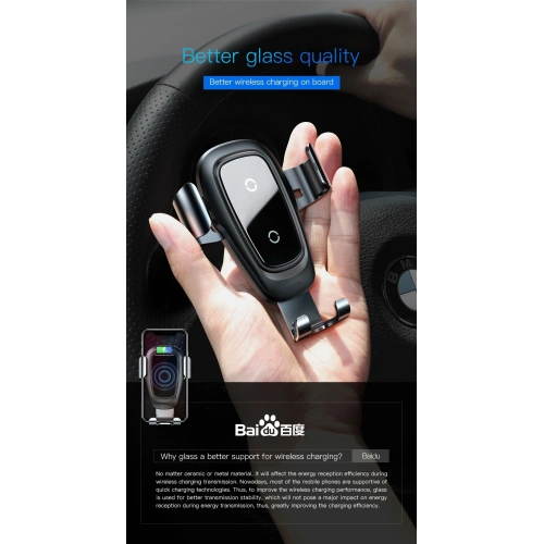 Uchwyt samochodowy z ładowarką indukcyjną Baseus Metal Gravity Car Mount Wireless Charger