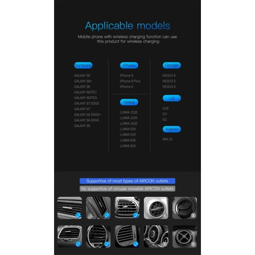 Uchwyt samochodowy z ładowarką indukcyjną Baseus Metal Gravity Car Mount Wireless Charger