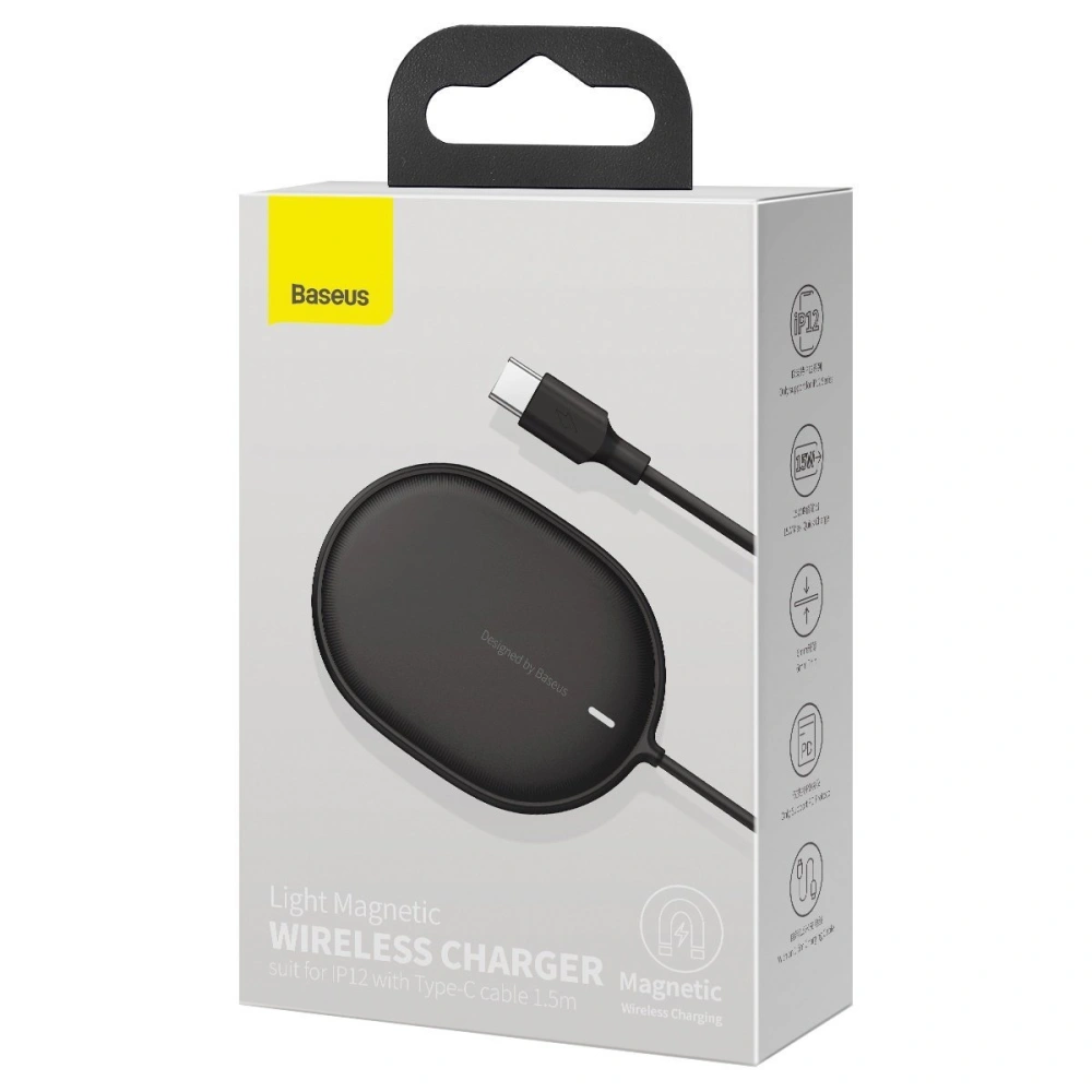 Wholesale Baseus Light Wireless Charger to iPhone 12 Series, 15W (black) - BSU2169BLK - {ean13} - Hurt