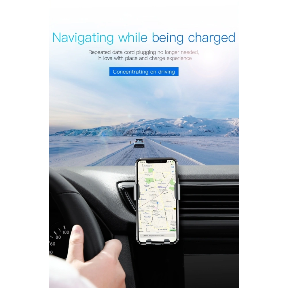 Hurtownia GSM - Upevnění do auta s indukční nabíječkou Baseus Metal Gravity Car Mount Wireless Charger Black - BSU043 - {ean13} - Hurt