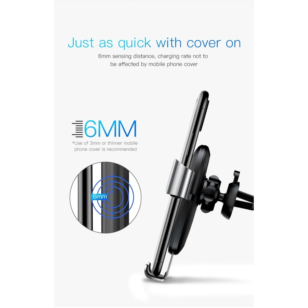 Hurtownia GSM - Upevnění do auta s indukční nabíječkou Baseus Metal Gravity Car Mount Wireless Charger Black - BSU043 - {ean13} - Hurt