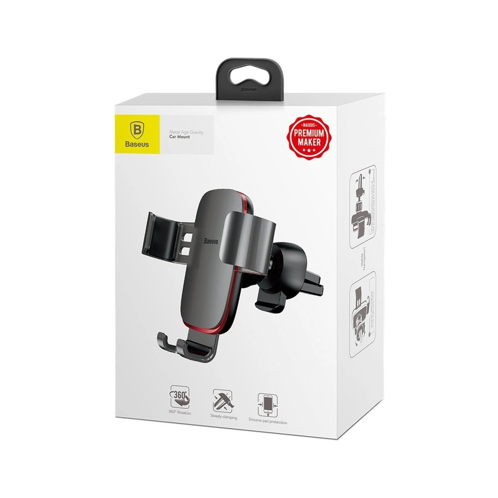 Hurtownia GSM - Baseus Metal Age Gravity Car Mount metalowy grawitacyjny uchwyt samochodowy na kratkę wentylacyjną nawiew czerwony (SUYL-D09) - BSU2236RED - {ean13} - Hurt