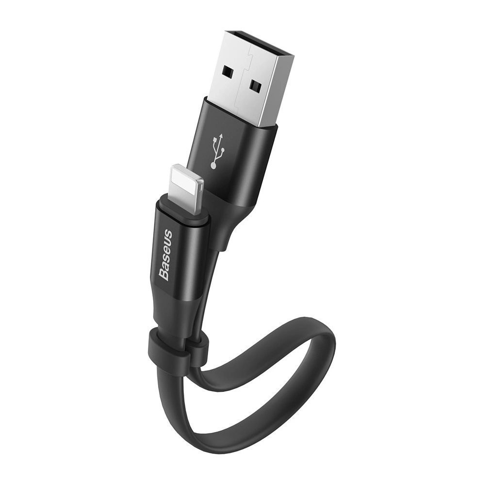 Wholesale Baseus Nimble Flat Portable USB / Lightning Cable with Buckle 2A 0,23M black (CALMBJ-B01) - BSU2255BLK - {ean13} - Hurt
