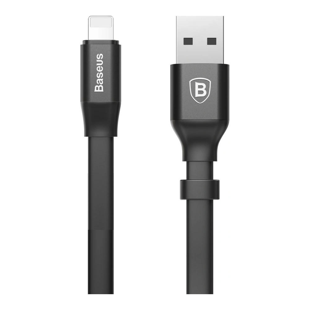 Wholesale Baseus Nimble Flat Portable USB / Lightning Cable with Buckle 2A 0,23M black (CALMBJ-B01) - BSU2255BLK - {ean13} - Hurt