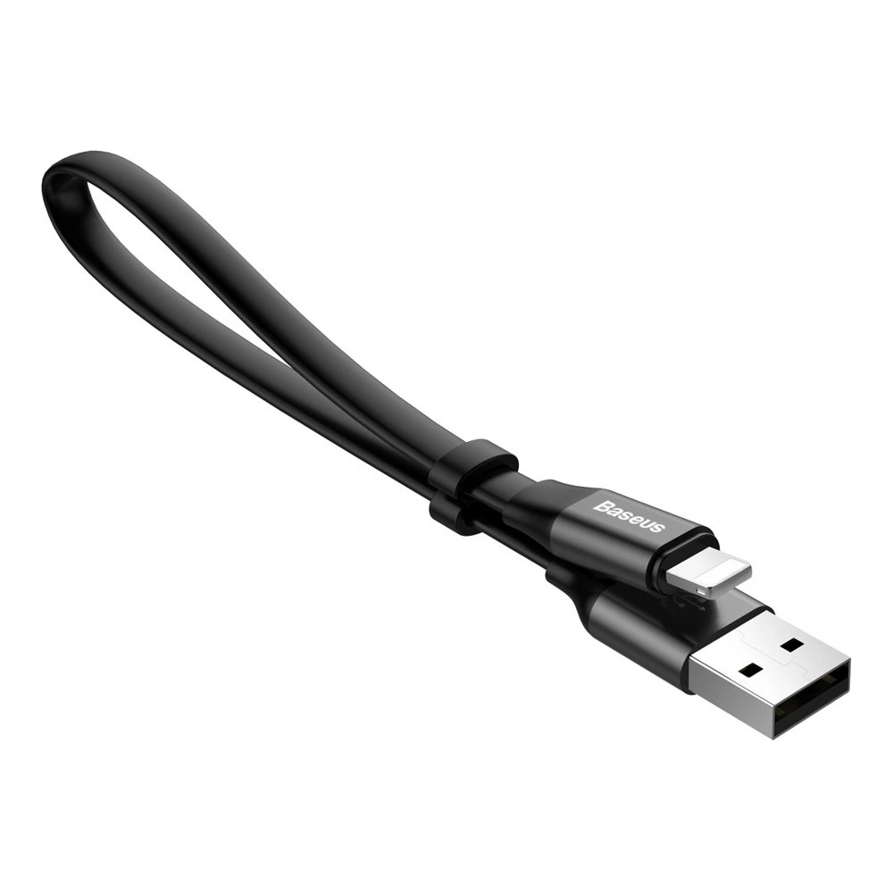 Wholesale Baseus Nimble Flat Portable USB / Lightning Cable with Buckle 2A 0,23M black (CALMBJ-B01) - BSU2255BLK - {ean13} - Hurt